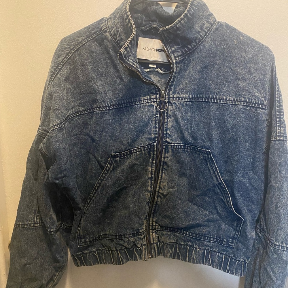 Fashion Nova Women's Blue Denim Bomber